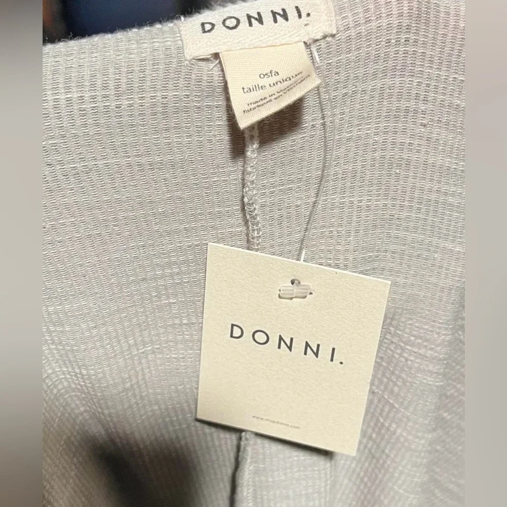 DONNI. Anthropologie NWT Taupe Knit Open Front Ribbed Cardigan OSFA Plus